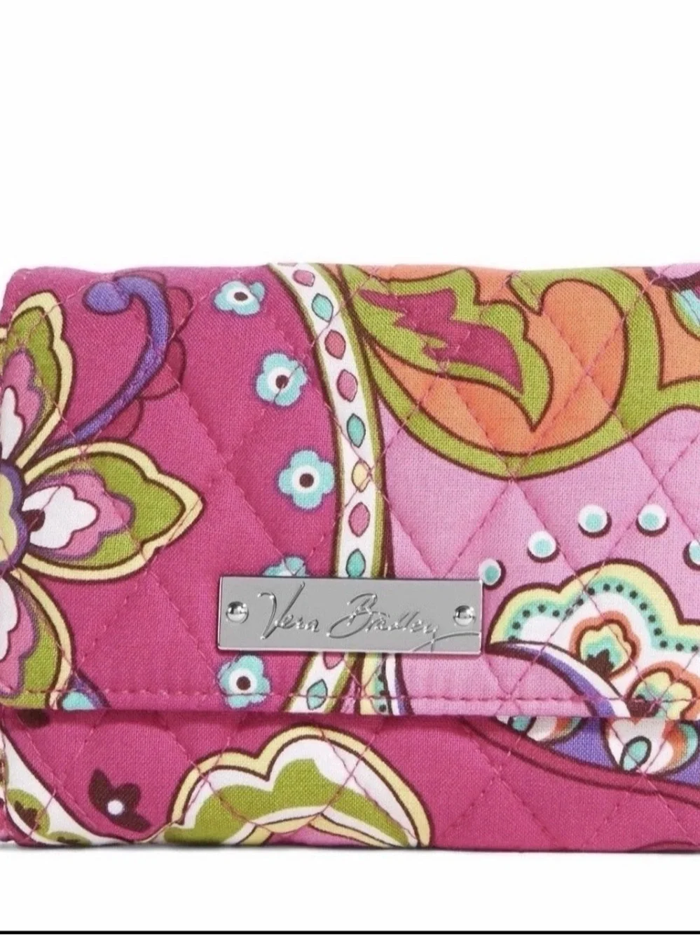 NWT Vera Bradley Petite Trifold Wallet in Pink Swirls